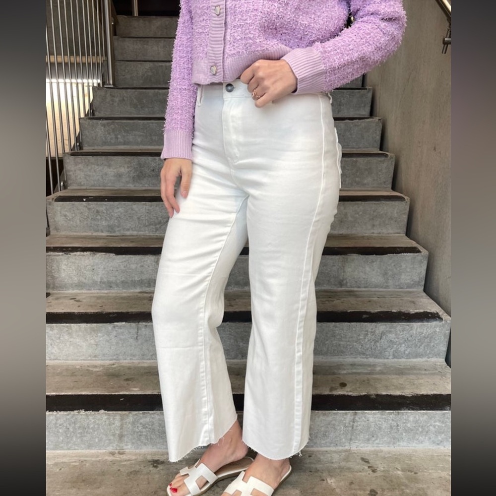 White flare jeans